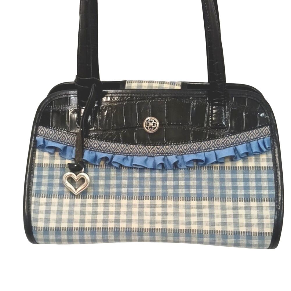 Brighton LEATHER Shoulder Bag Croc Embossed Leather & Whimsical Fabric C144458 - Picture 1 of 16